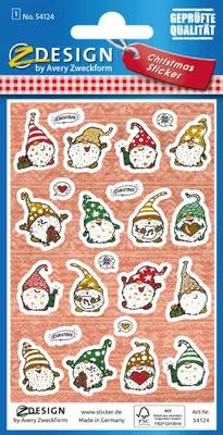 Produktbild von Weihnachtssticker Papier Wichtel mehrfarbig 23 Aufkleber