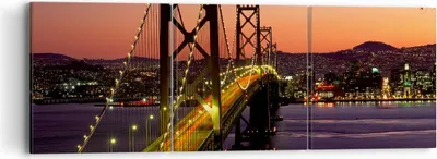 Produktbild von Bild auf Leinwand - Leinwandbild - Brücke Fluss Landschaft - 90x30cm - Wand Bild - Wanddeko - Leinwanddruck - Bilder - Kunstdruck - Wanddekoration - Leinwand bilder - Wandkunst - CA90x30-0120