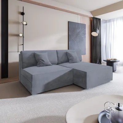Produktbild von Masseno Ecksofa FIORO M mit Schlaffunktion L-Form, Sofa mit Bettkasten, Wohnzimmersofa, Couch, Soffa, Bettsofa, Couchgarnitur- Grau, MONOLITH 85