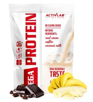 Image de Mega Protein 700g, protéine de lactosérum avec créatine et taurine saveur banane et chocolat Activlab