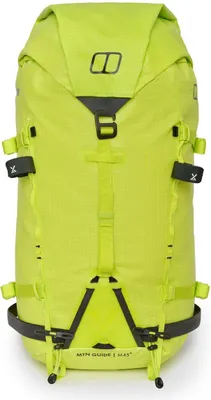 Leuchtend gelbgrüner Berghaus Mtn Guide M45+ Rucksack mit schwarzem Verschluss und schwarzen Riemen