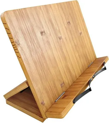 Produktbild von Famanu Bücher- und Tablethalter aus Bambus - Ergonomisch und verstellbar