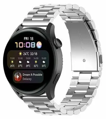 Produktbild von By Qubix Edelstahl Gliederarmband - Silber - passend für Huawei Watch 5 - 46 mm