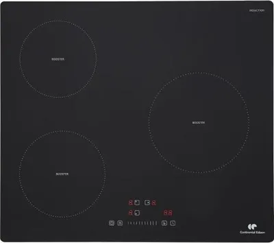 Immagine prodotto di Piano cottura a induzione CONTINENTAL EDISON, 3 zone cottura, 6200 W, 59 x 52 cm, 3 timer, 3 booster, nero