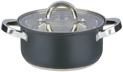 Obrázek produktu pro Hrnec Alpina s poklicí, 18 cm, objem 2,4 l, vhodný pro indukční vařiče, černý