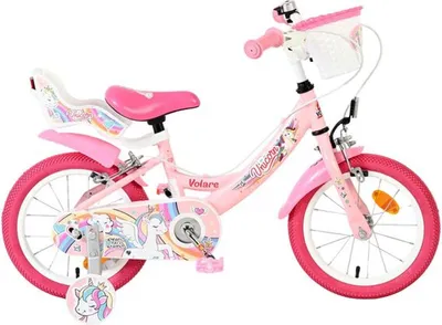 Immagine prodotto di Bicicletta per bambini Volare Unicorn - Ragazza - 14 pollici - Rosa - Due freni a mano