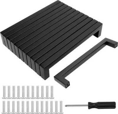Produktbild von Famanu Möbelgriffe 12 Stück - Türgriffe - Schwarz - Bohrabstand 160 mm - Edelstahl