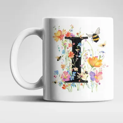 Produktbild von Name A bis Z und 0 bis 9 Blumen Bienen Kaffeetasse Teetasse Tasse Geschenkidee – I