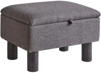 Produktbild von Unyqoos® Fußhocker mit Stauraum – Leinenbezug, Holzbeine, gepolstert mit Schaumstoff, rutschfest, bis 100 kg, mittlere Höhe für Wohnzimmer & Schlafzimmer