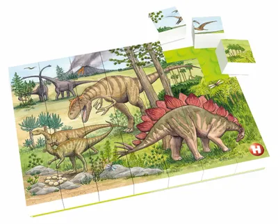 Productafbeelding van Hubelino Dinosaurus Wereld, bouwstenen puzzel, 35 onderdelen, kinderspeelgoed