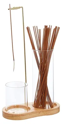 Produktbild von Set Räucherstäbchenhalter 2in1 mit Glasfang für Aromatherapie und Meditation