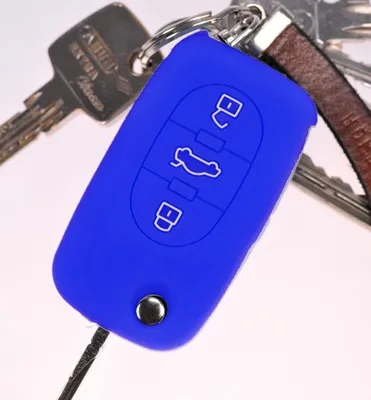 Produktbild von Auto Schlüssel Silikon Schutz Hülle Blau kompatibel mit Audi A4 B6 A3 8L A6 C5 A2 K 3 Tasten Klappschlüssel