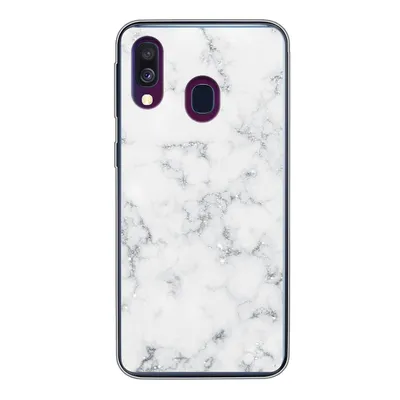 Produktbild von MuchoWow® Handyhülle Schutzhülle Hülle für Samsung Galaxy A40 Marmor - Weiß - Silber - Glitter - Marmoroptik - Chic Silikon Softcase Handy Hülle - Handy-Tasche