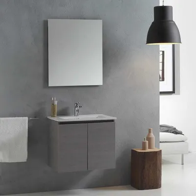 Immagine prodotto di Mobile bagno con lavabo da 60 cm con ante in grigio | Vinci