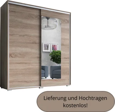 Produktbild von Schiebetürenschrank Kleiderschrank VIVA 180x205 cm, 2-türig, Spiegel, Trüfel Eiche