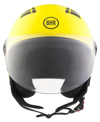 Produktbild von BHR 834 FLOW, Demi-Jet Helm ECE 22.06, Sommer-Rollerhelm mit 16 Belüftungslöchern, Kratzfestes Visier & Mikrometrischer Verschluss, Gelb, XS