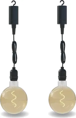 Produktbild von Calex Hängelampe, Pendel Außenbeleuchtung mit Batterie, Filament Gold, Dekorative Lampe, 4 Lumen Sanfte Lichtleistung, 2er Pack