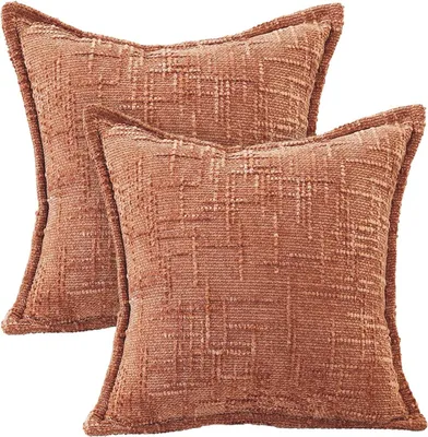 Produktbild von Kissenhüllen für dekorative Kissen aus Leinen, strukturiert, braun, 2 Stück, 45 x 45 cm