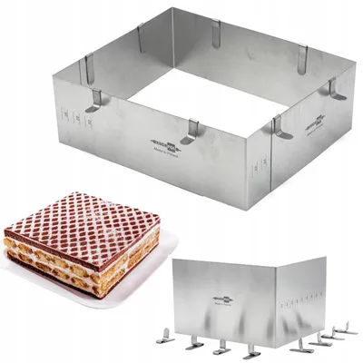 Produktbild von Kuchpol Verstellbarer Rechteckiger Kuchenring Backform 10 cm