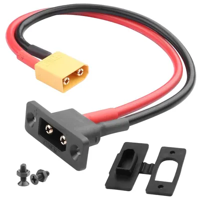 Immagine prodotto di Connettore XT90E-M a XT90 - Cavo con contatti dorati da 30 cm 10AWG con montaggio a paratia e cappuccio antipolvere - Adattatore RC per batterie LiPo, droni, automobili
