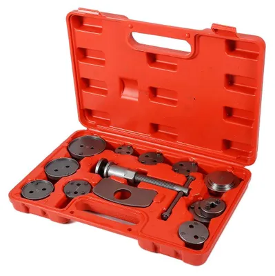 Image de Rétracteur de pistons de frein - Kit d'outils - 13 pièces - Pince à pistons pour étriers de frein, entretien des freins de voiture - Rouge