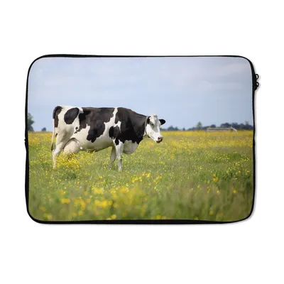 Produktbild von MuchoWow® Laptop Hülle 14 ZollKuh - Gras - Blumen Laptoptasche - Laptoptasche - Stoßsicher - Schutzhaube