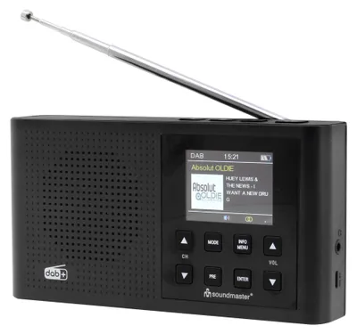 Produktbild von Soundmaster DAB165, Tragbar, Analog & Digital, DAB+, FM, 5,08 cm (2"), Mikro-USB, Schwarz