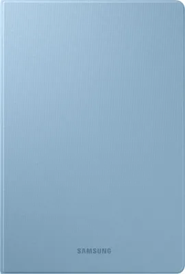 A light blue Samsung tablet cover is shown flat against a light blue background.