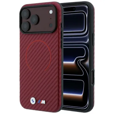 Obrázok produktu pre Puzdro BMW Carbon-Print pre iPhone 17 Pro Max / 18 Pro Max, červené, s kovovým logom MagSafe