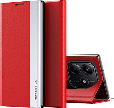 Produktbild von Hülle für Xiaomi Redmi Note 14 5G Kunstleder Klapphülle Schutzhülle mit Standfunktion Rot