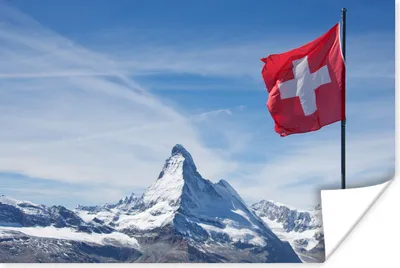 Produktbild von MuchoWow® Poster Schweizer Flagge am Matterhorn in der Schweiz 120x80 cm - Bilder