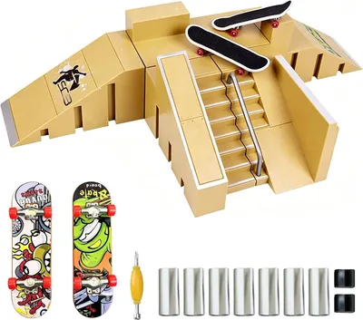 Produktbild von Finger Skateboard Rampe Set 5 in 1, 2 Skateboards, 5 Rampen, für Kinderspielzeug