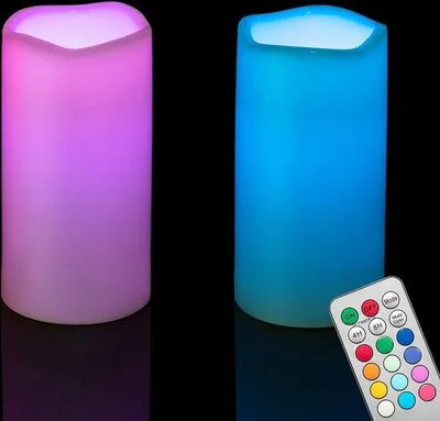 Image de Bougies LED colorées de 15 cm avec télécommande et minuterie