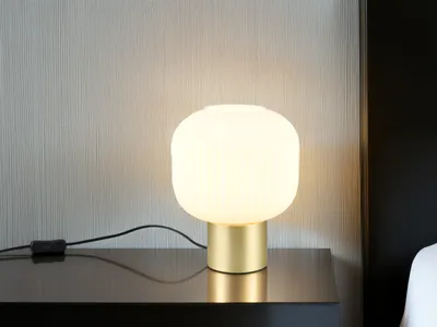 Produktbild von Kleine LED Retro Nachttischlampen für die Fensterbank Lampenschirm Glas, H: 26cm