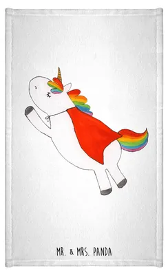 Produktbild von Mr. & Mrs. Panda Handtuch Einhorn Super - Weiß - Geschenk, Unicorn, Einhörner, Superheld, frottierhandtuch, Held, Gästetuch, Freundin, Frotteetuch, Gäste-WC, Klein