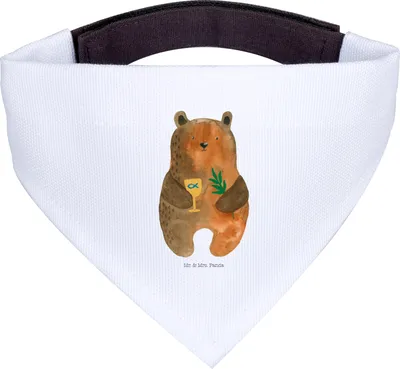 Produktbild von Mr. & Mrs. Panda Schal für Hunde Bär Konfirmation - Weiß - Geschenk, Gottesdienst, Kirche, Halstuch, Evangelisch, Hundebandana, Tuch, Teddy