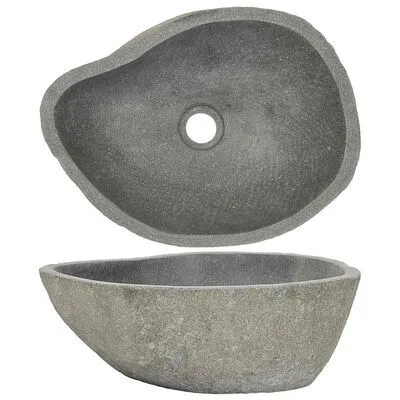 Produktbild von ZMH Waschbecken Natürliches Flussstein Aufsatzwaschbecken Hängewaschbecken Oval (37-46)x(29-36) cm für badzimmer