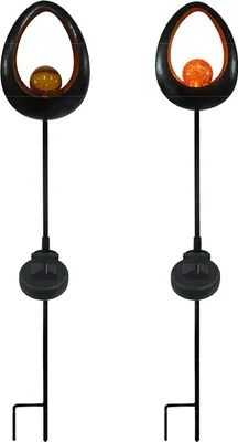 Produktbild von Solar LED Gartenstecker mit Glaskugel Solarleuchte Tropfen Bronze Optik Herbstdeko