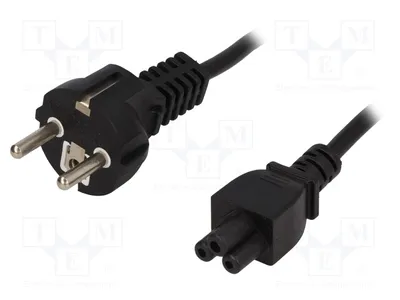 Image de 1 câble de 1,8 mètre, connecteur CEE 7/7 (E/F), prise IEC C5, gaine en PVC souple, noir, pour alimentation d'ordinateurs
