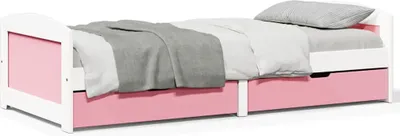Image de vidaXL Lit de jour avec 2 tiroirs sans matelas blanc rose 90x200cm