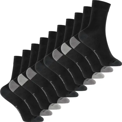 Produktbild von Footstar Kinder Baumwoll Socken (10 Paar) mit abgesetzter Ferse und Spitze - Classic Grey 35-38