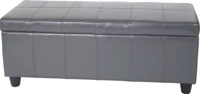 Produktbild von Aufbewahrungs-Truhe Sitzbank Kriens, Leder + Kunstleder, 112x45x45cm -  grau