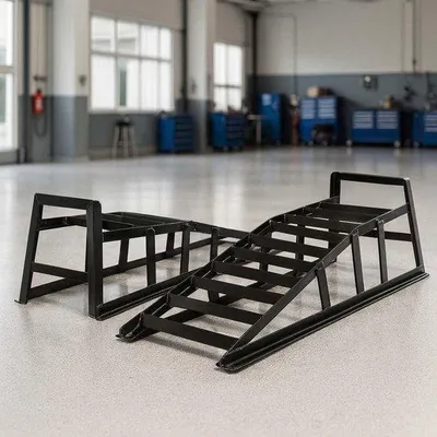 Obrázek produktu pro Nájezdové rampy pro automobily – sada – pro nakládání vozidel – maximální nosnost 2 tuny – 90 x 29 x 27 cm – černá barva
