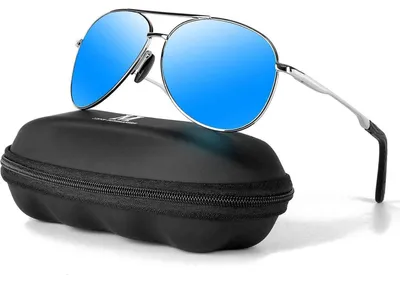Imagen del producto de Gafas de sol para hombre, polarizadas, color , estilo vintage, uni, protección UV400, ideales para conducir, con detalles en azul y plateado