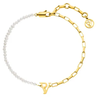 Produktbild von PAUL VALENTINE - Damen Armband Edelstahl - Vergoldet/Golden - mit Perlen - PV Lo
