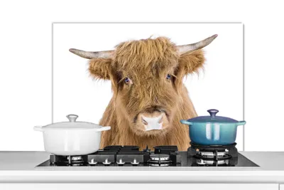Obrázok produktu pre MuchoWow® Splashback kitchen - Kuchynský backsplash - Ochrana steny sporáka a drezu - Schotse hooglander - Dieren - Bruin - Natuur 90x60 - Alu-Dibond (alternatíva skleneného splashbacku) - Tepelne odolný - Splashback na sporák - Ochrana dlaždíc - Kuchynská stena - Kuchynský backsplash - Odolný voči teplote - Splashback kitchen