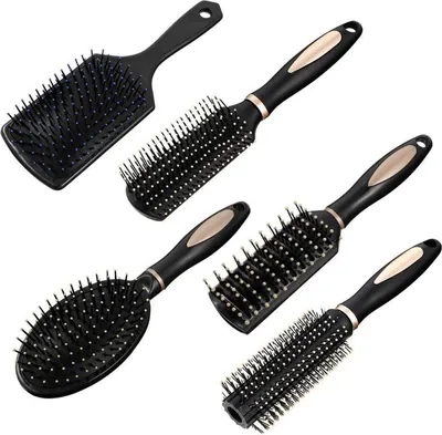 Image de set de 5 brosses à cheveux pour femmes et hommes, brosses à démêler antistatiques pour tous types de cheveux