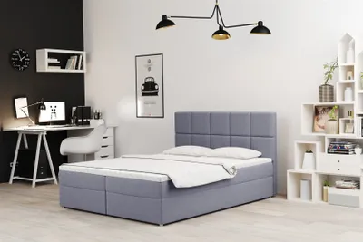 Produktbild von Boxspringbett Schlafzimmerbett FRASCO 180x200cm in Stoff Jasmine Hellgrau