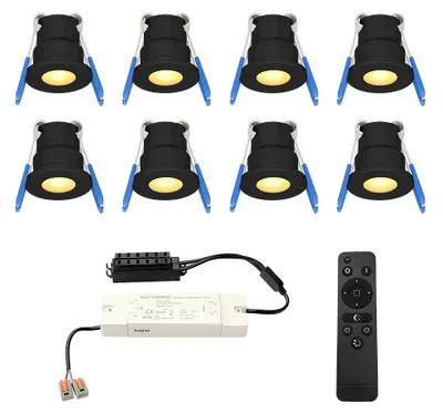 Image de HOFTRONIC - Set de 8 mini spots encastrés LED 3W 2700K IP65 Noir