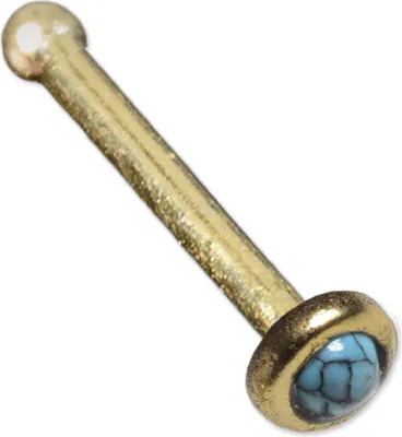 Produktbild von viva-adorno 0,8mm Nasen Stecker Nasenpiercing Messing Vintage Antik Style Schmuckstein verschiedene Desgins Z493.D7 Türkis